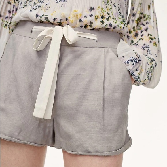 WILFRED Ashen Tie Front Linen Shorts - Picture 1 of 8